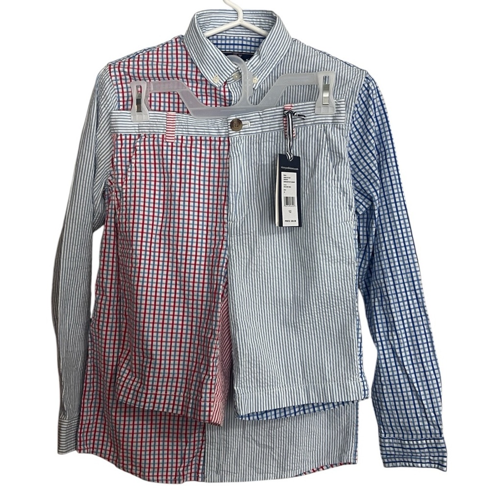 Vineyard Vines Boy's Seersucker Mixed Shirt Set & Shorts Size Large and 12 NWT